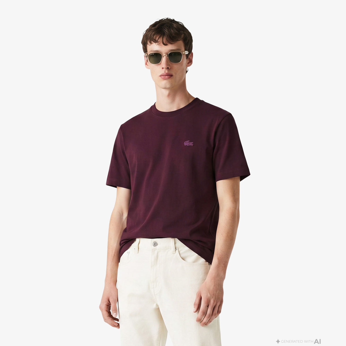 Lacoste Classic Fit Erkek Bordo T-shirt