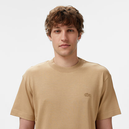 Lacoste Erkek Relaxed Fit Bisiklet Yaka Bej T-shirt