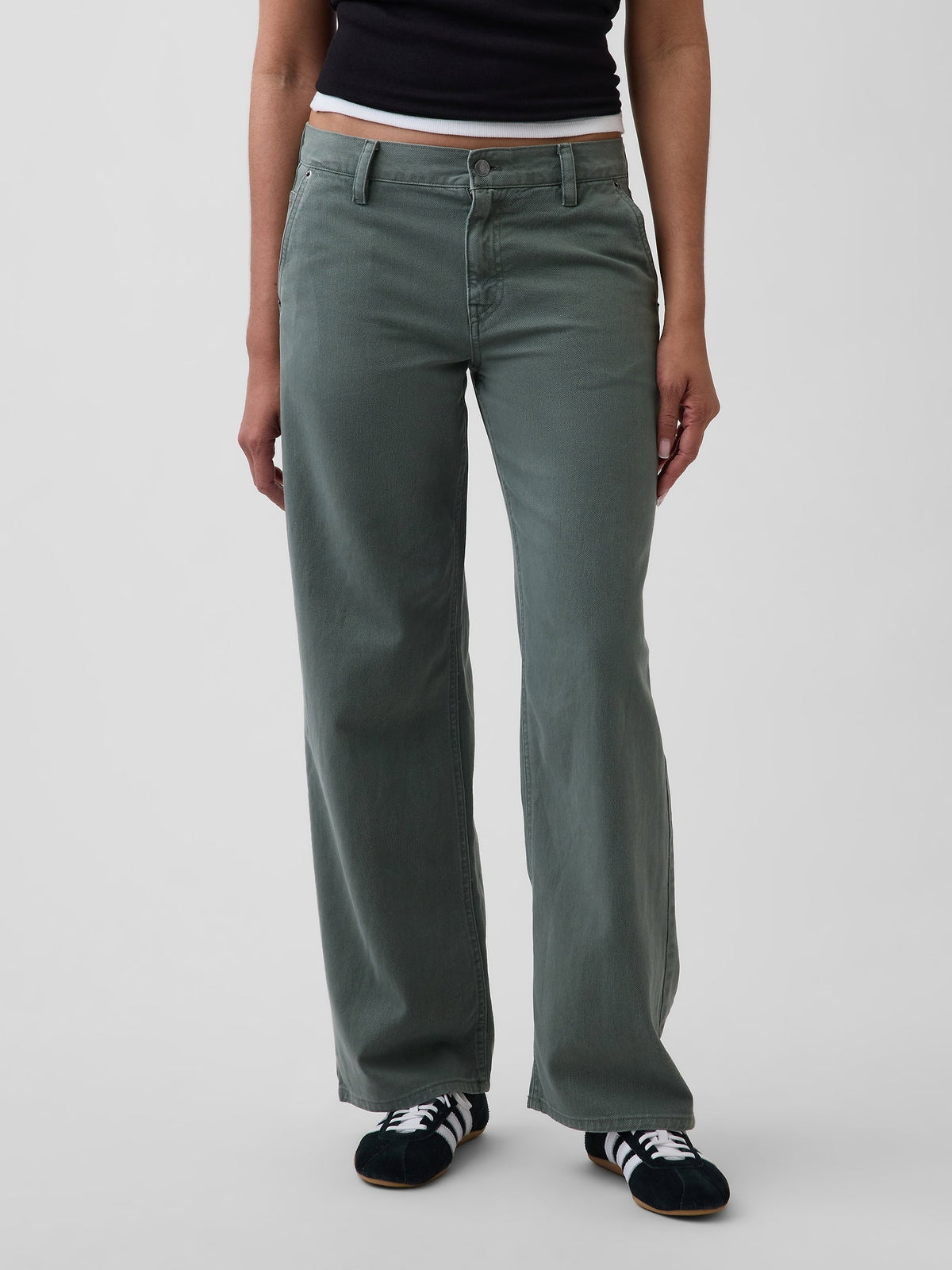 Yeşil Low Rise '90s Loose Khaki Pantolon
