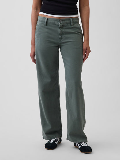 Yeşil Low Rise '90s Loose Khaki Pantolon