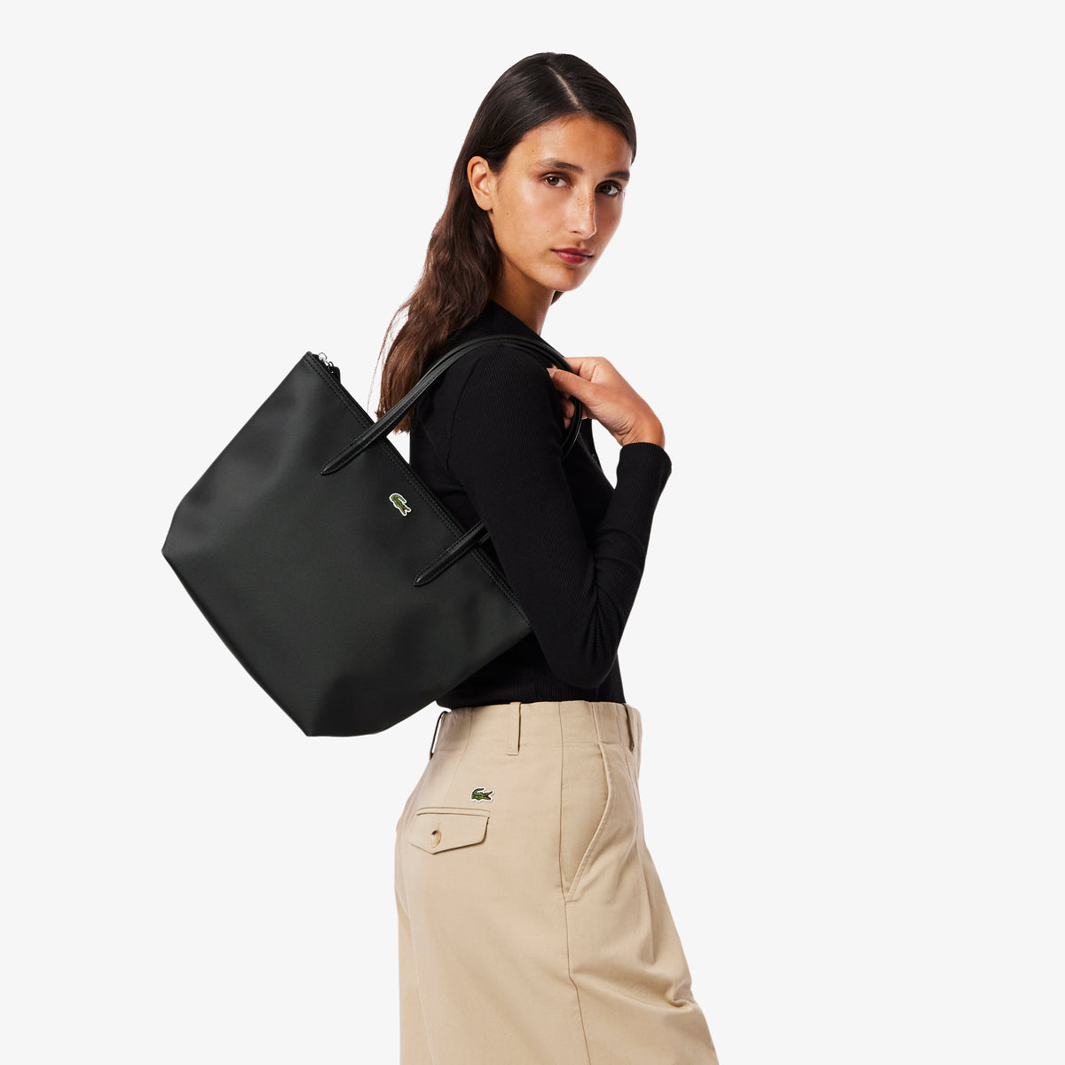 Lacoste Small L.12.12 Kadın Siyah Omuz Çantası
