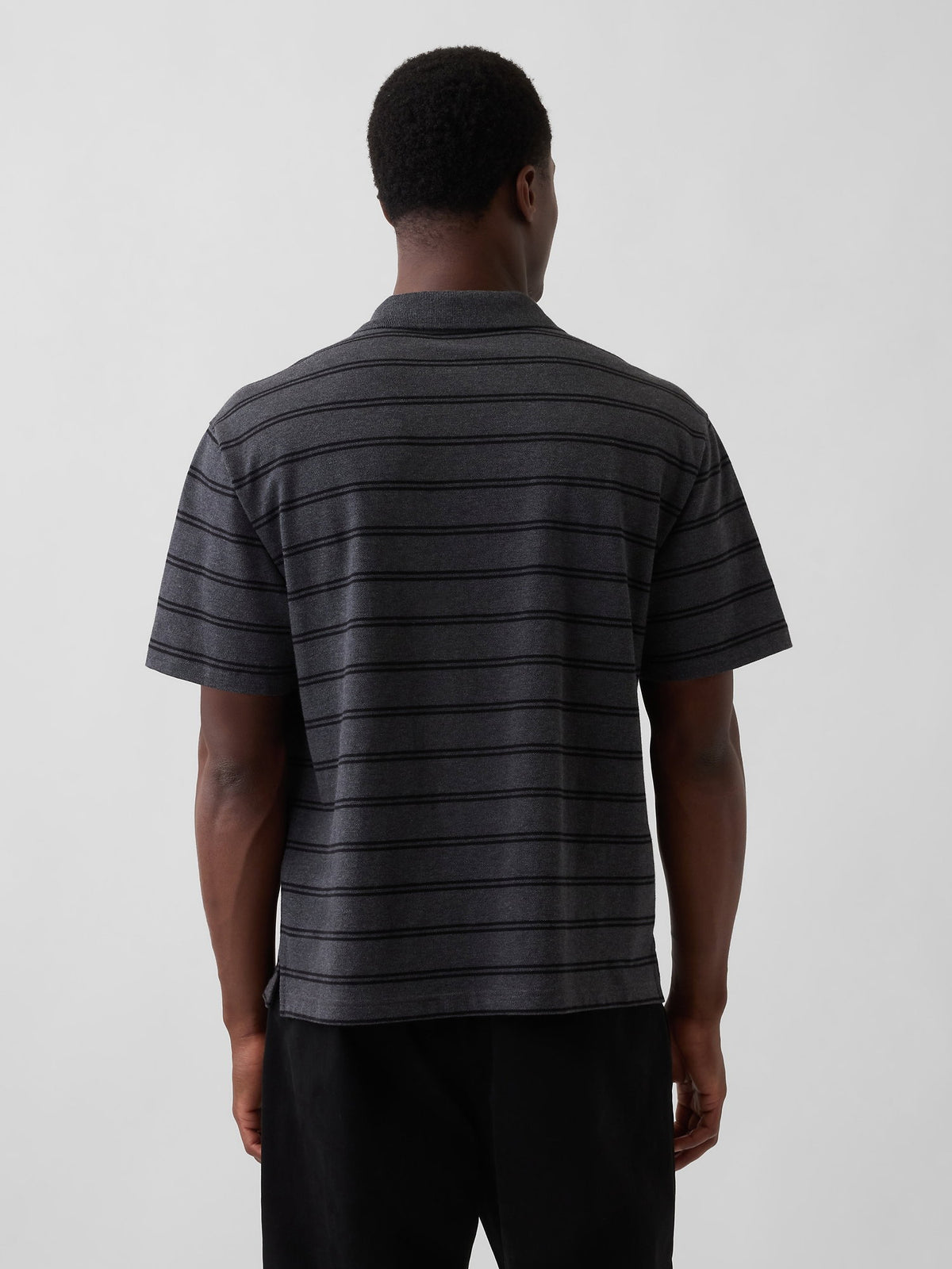 Koyu Gri Relaxed Pique Polo T-shirt