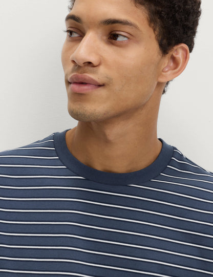 Relaxed Fit Pamuk Karışımlı Çizgili T-shirt