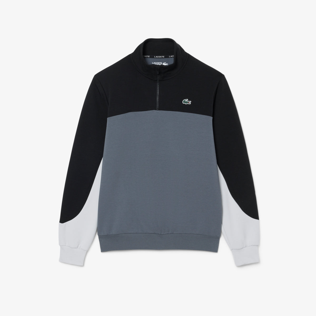 Lacoste Erkek Classic Fit Yarım Fermuarlı Renk Bloklu Gri Sweatshirt
