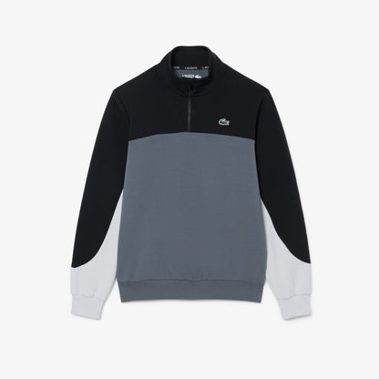 Lacoste Erkek Classic Fit Yarım Fermuarlı Renk Bloklu Gri Sweatshirt