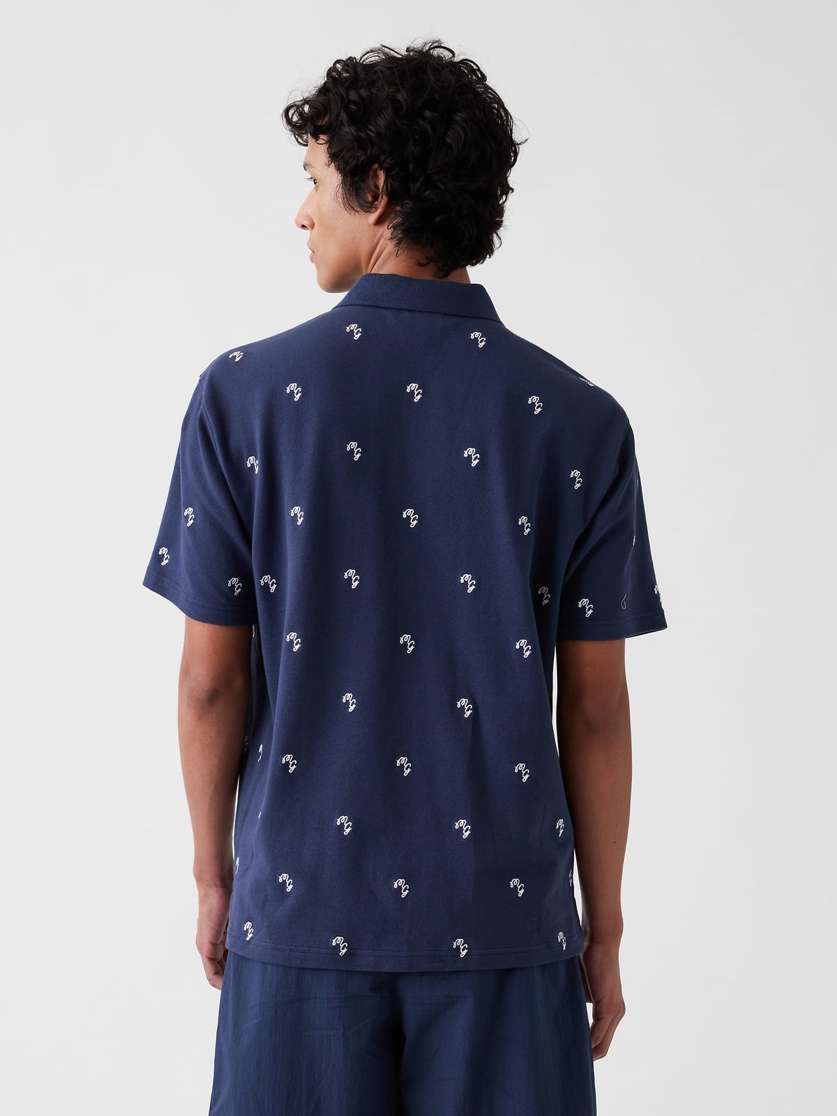Lacivert Gap × Malbon Relaxed Logo Polo T-shirt