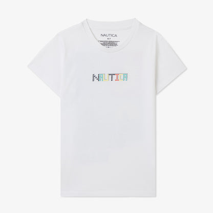 Nautica Erkek Çocuk Beyaz Regular Fit Baskılı T-shirt