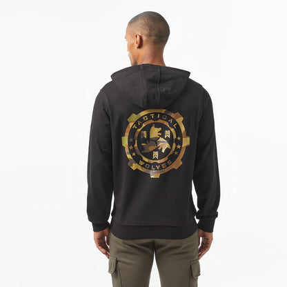 Tactical Wolves Oversize Kamuflaj Desenli Erkek Siyah Sweatshirt