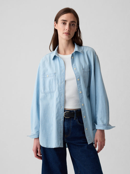 Açık Mavi Chambray Denim Big Washwell™ Gömlek
