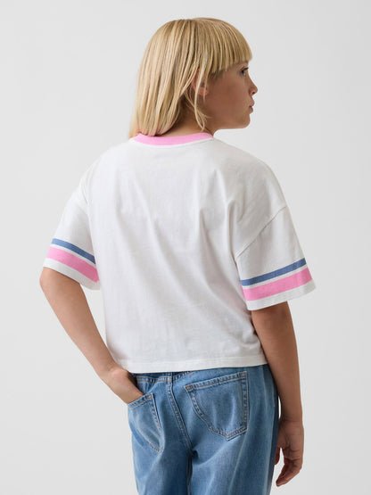 Kırık Beyaz Oversized Grafik Baskılı T-shirt