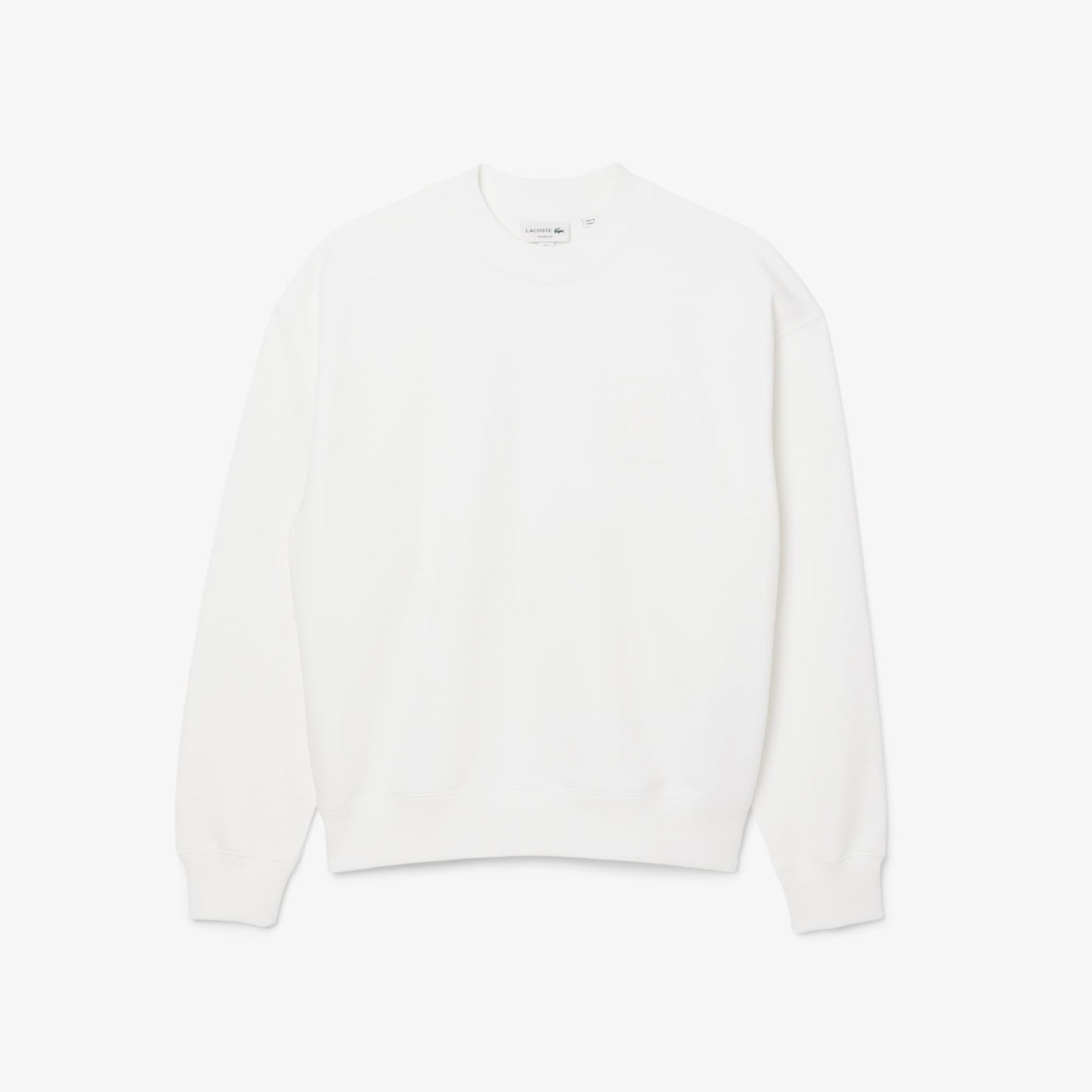 Lacoste Erkek Loose Fit Bisiklet Yaka Beyaz Sweatshirt