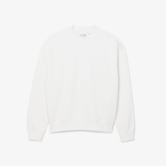 Lacoste Erkek Loose Fit Bisiklet Yaka Beyaz Sweatshirt