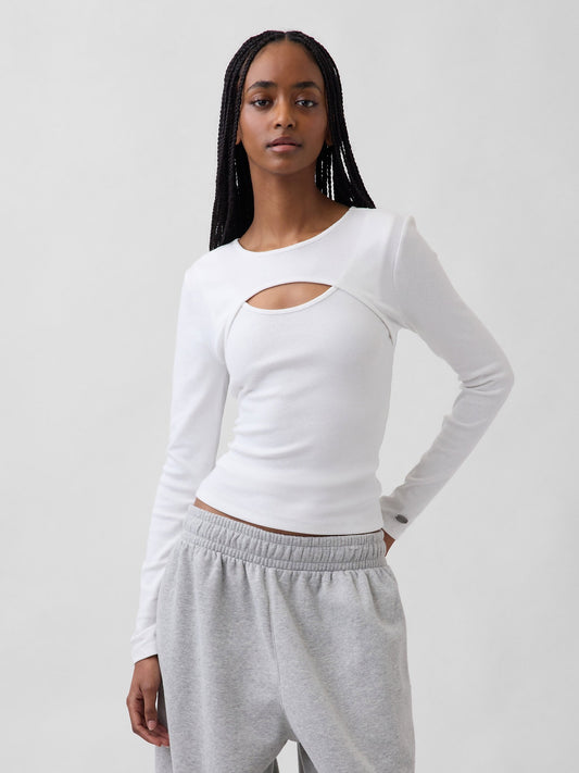 Beyaz Modern Cutout T-shirt