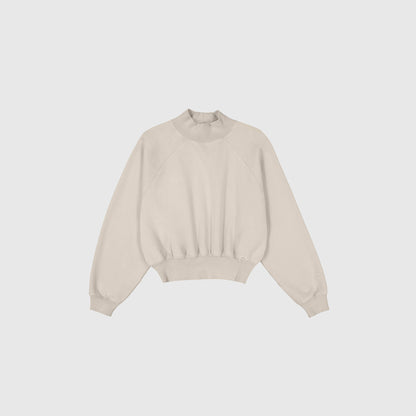 Champion Mock Turtle Neck Long Sleeves Kadın Krem Sweatshirt
