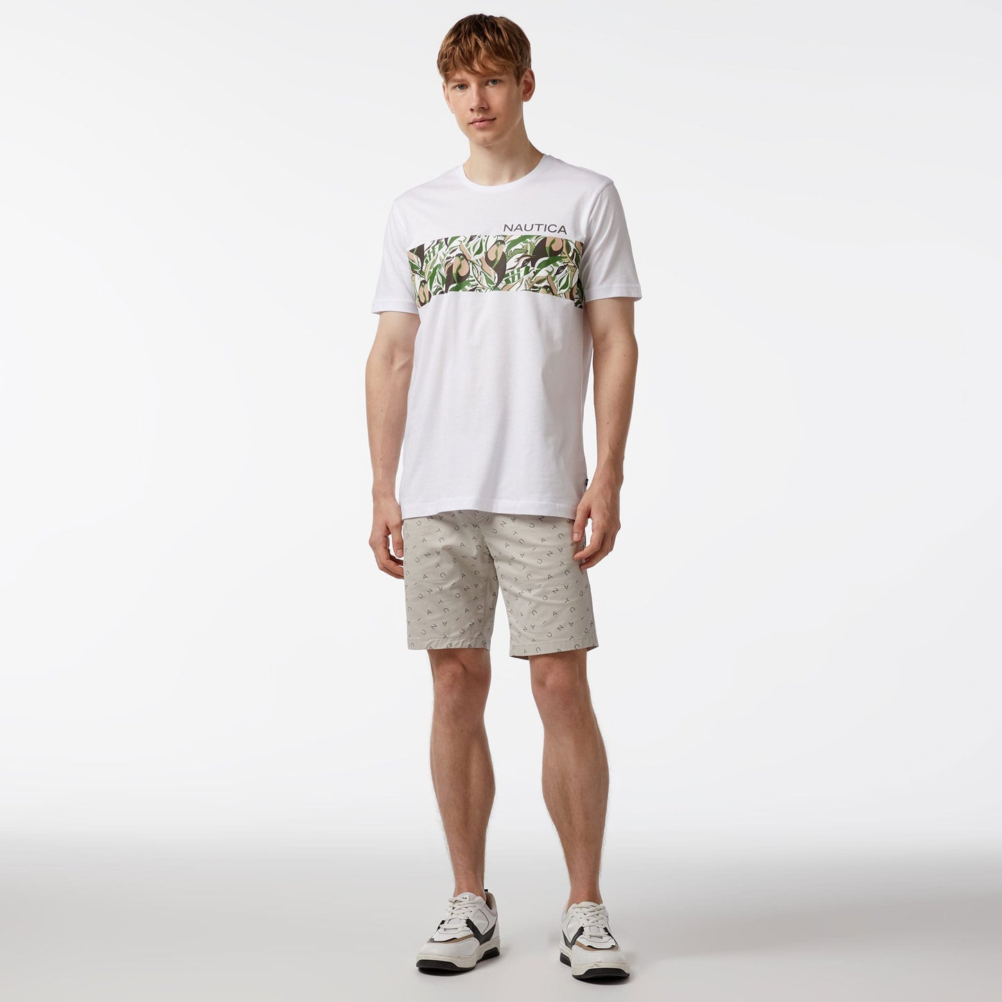 Nautica Erkek Gri Slim Fit Baskılı Bermuda
