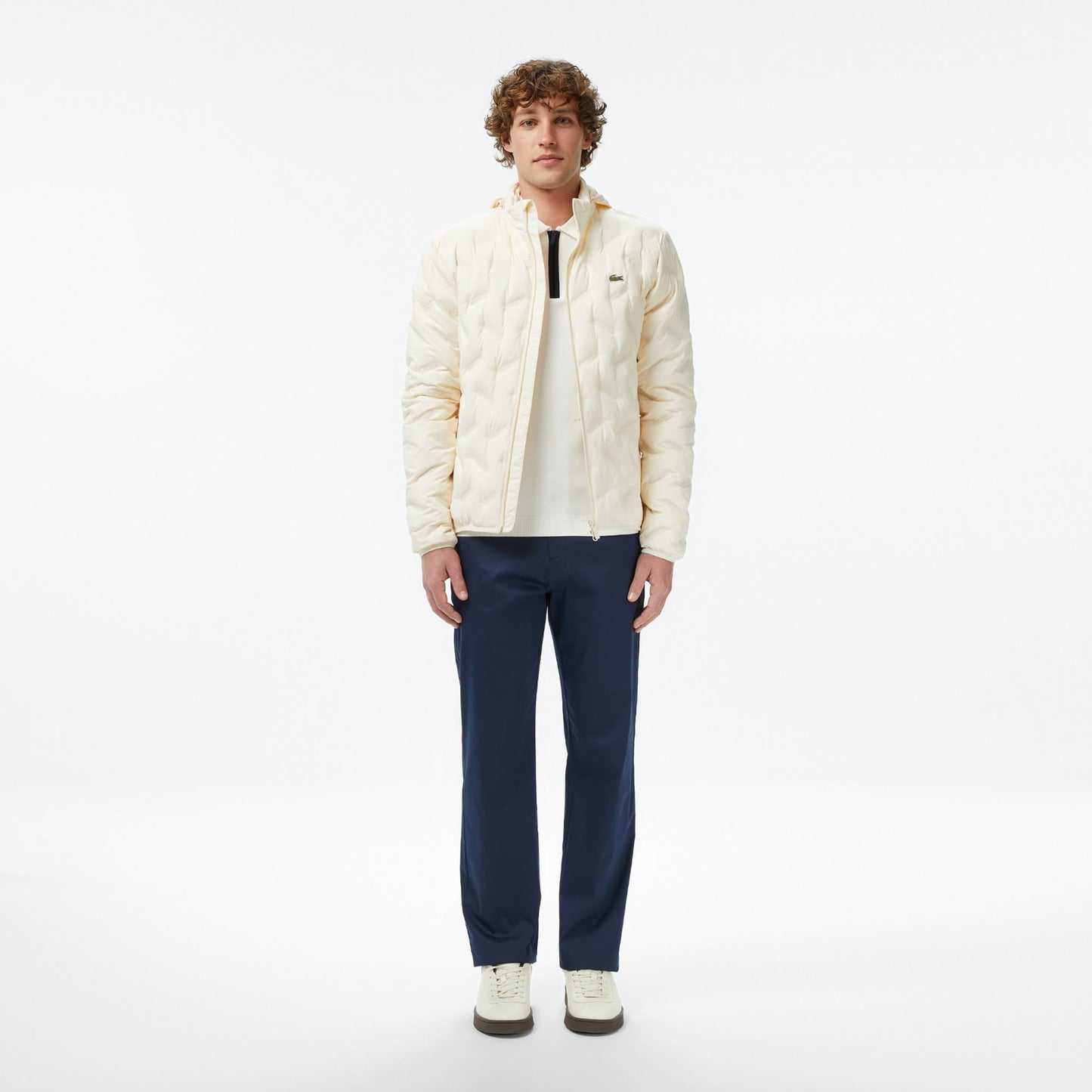 Lacoste Erkek Regular Fit Dik Yaka Kapitone Bej Mont