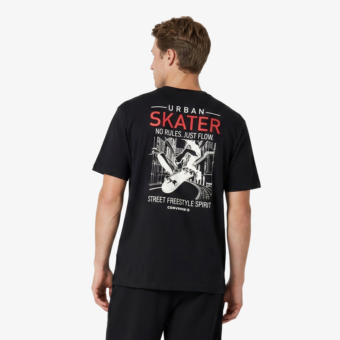 Converse Grafik Baskılı Erkek Siyah T-shirt