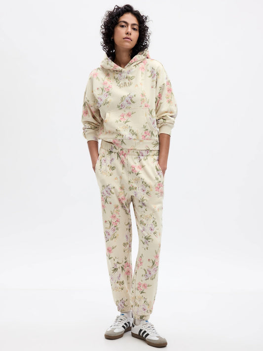 Bej Gap × Loveshackfancy Çiçek Desenli Jogger Eşofman Altı