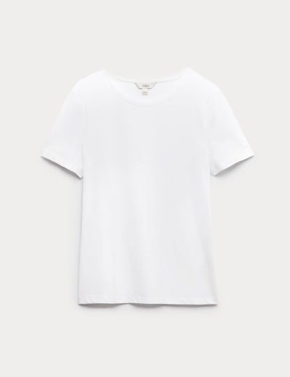 Saf Pamuklu Yuvarlak Yaka T-shirt