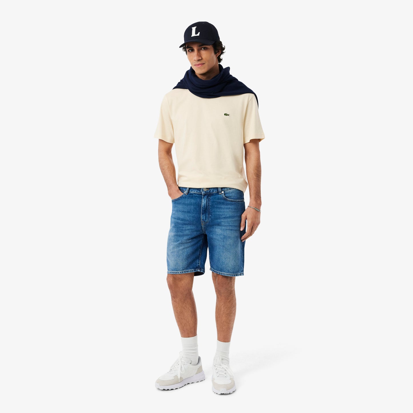 Lacoste Erkek Classic Fit Bisiklet Yaka Bej T-shirt