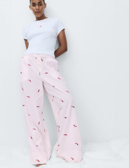 Pamuk Karışımlı Desenli Pijama Altı