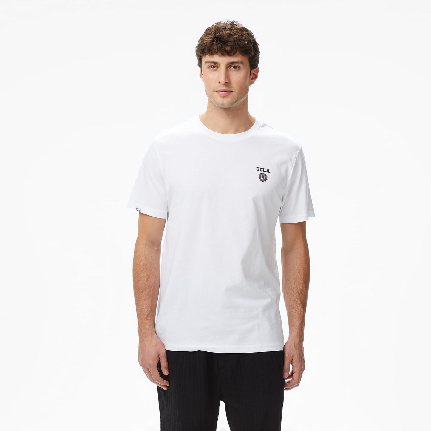 Ucla Bass Erkek Beyaz Bisiklet Yaka T-shirt