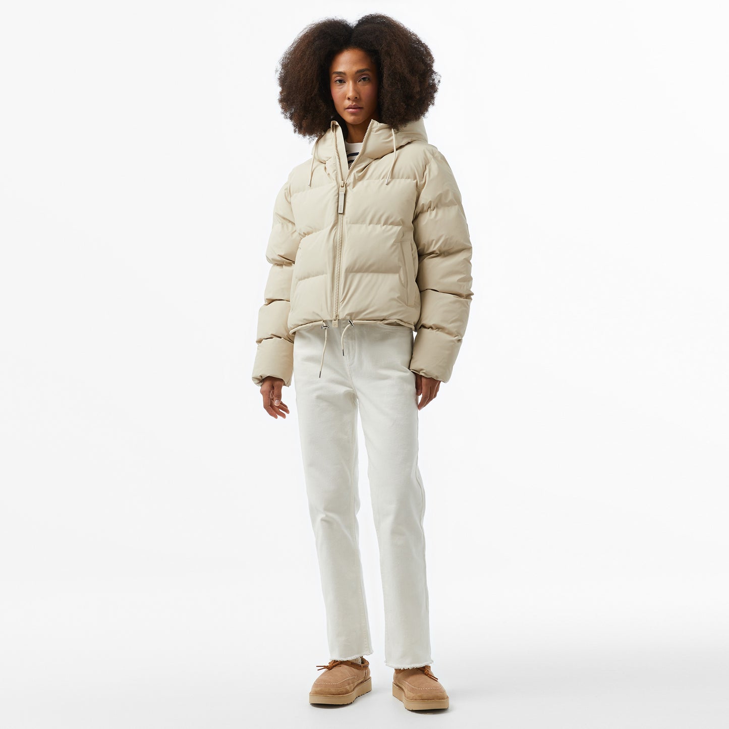 Rains Alta Short Puffer Kadın Krem Mont