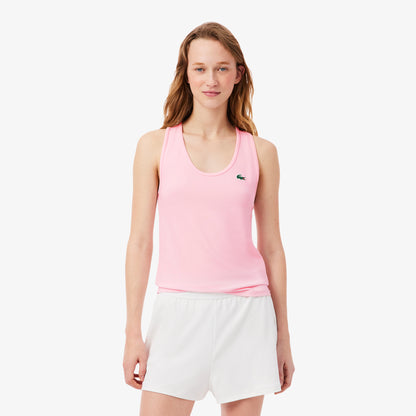 Lacoste Kadın Slim Fit Kolsuz Bisiklet Yaka Pembe T-shirt