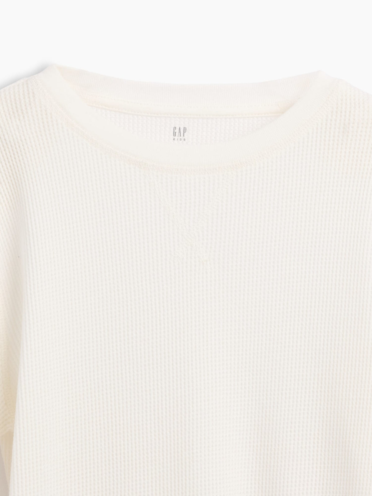 Beyaz Waffle-knit Bisiklet Yaka T-shirt