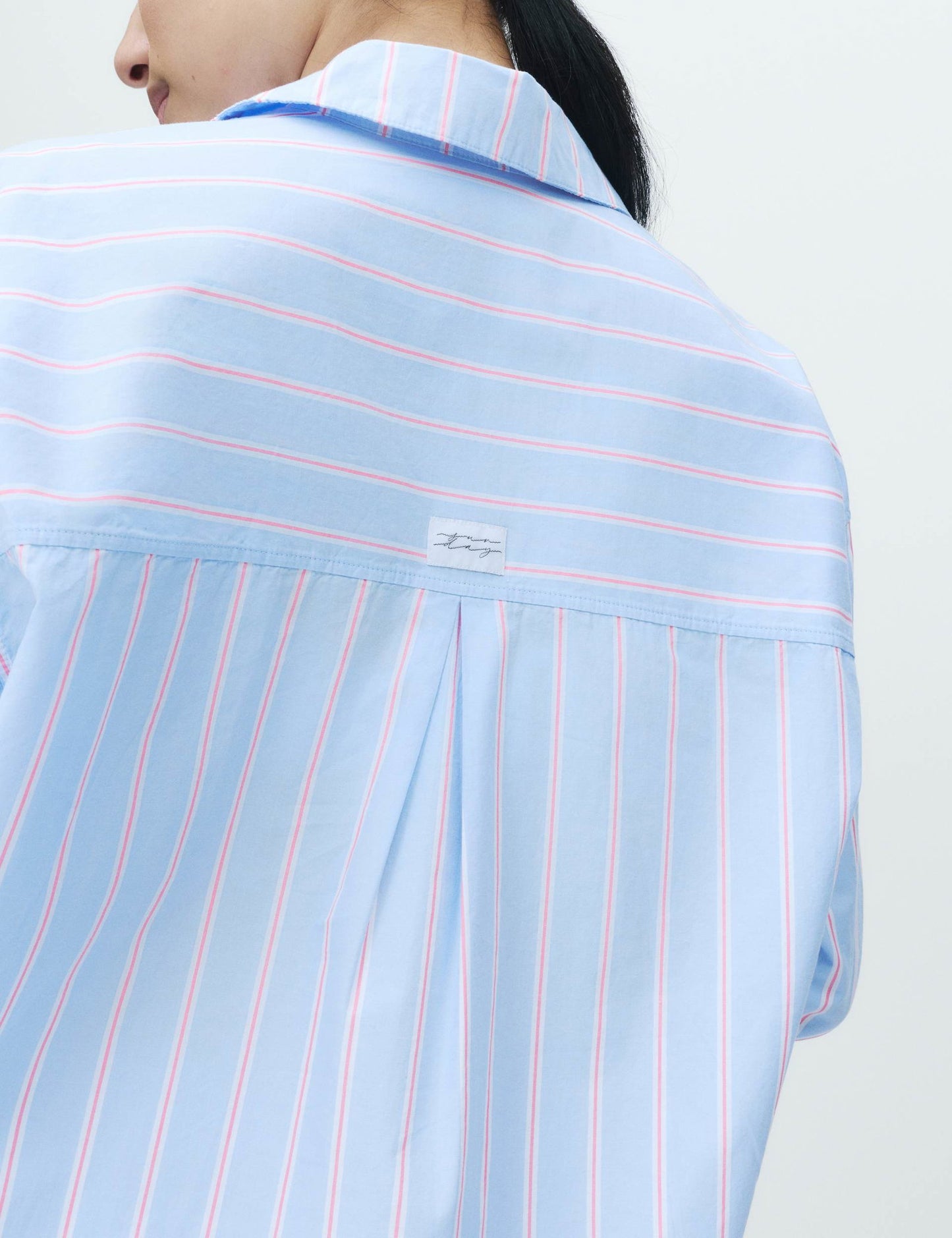 %100 Pamuk Poplin Çizgili Pijama Üstü