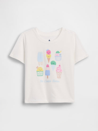 Kırık Beyaz Mix & Match Grafik Baskılı T-shirt