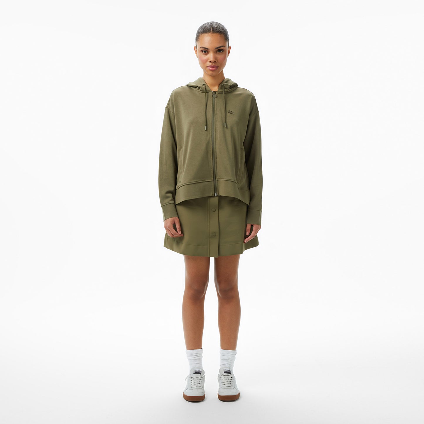 Lacoste Kadın Relaxed Fit Kapüşonlu Haki Sweatshirt