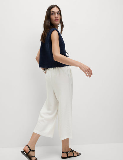 Lyocell Wide Leg Crop Pantolon