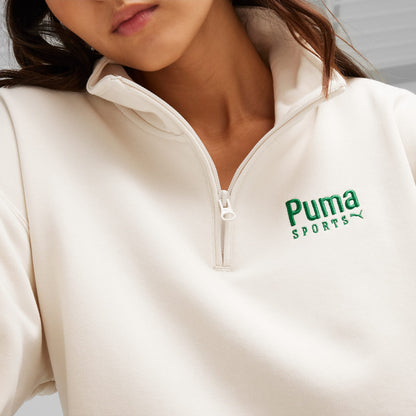 Puma Team Half Zip Crew Kadın Bej Sweatshirt
