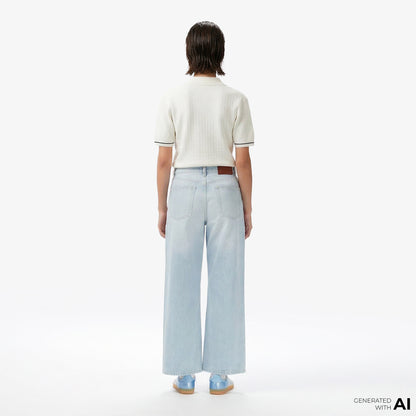 Calvin Klein The Wide Leg Worn Venice Kadın Mavi Jean