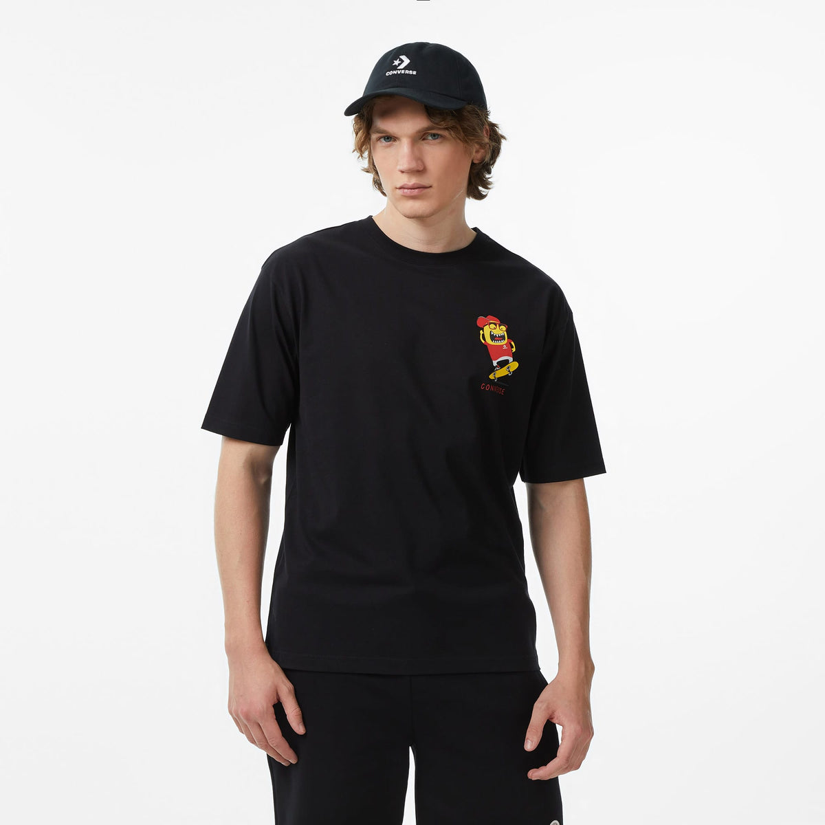 Converse Grafik Baskılı Erkek Siyah T-shirt