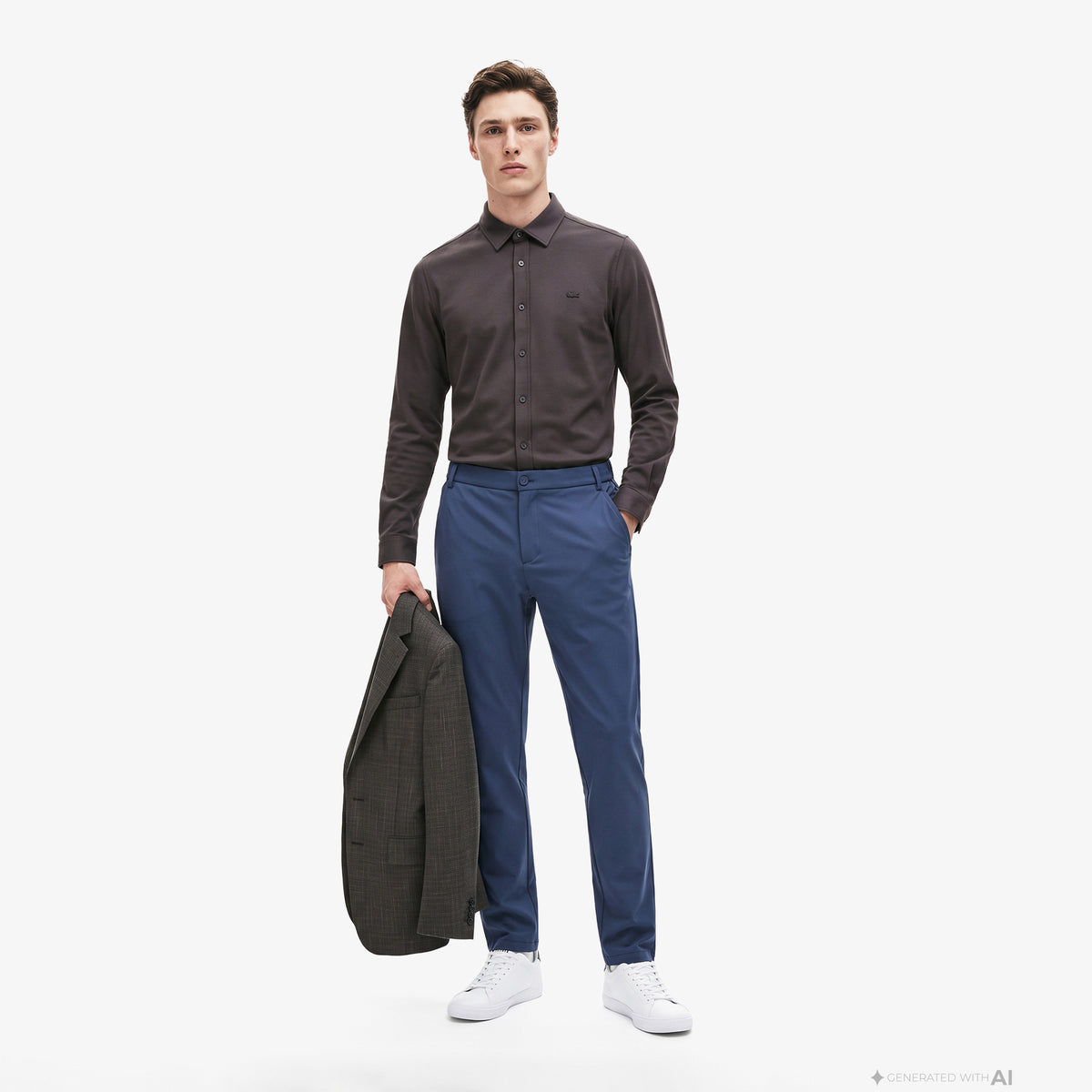 Lacoste Slim Fit Erkek Kahverengi Gömlek
