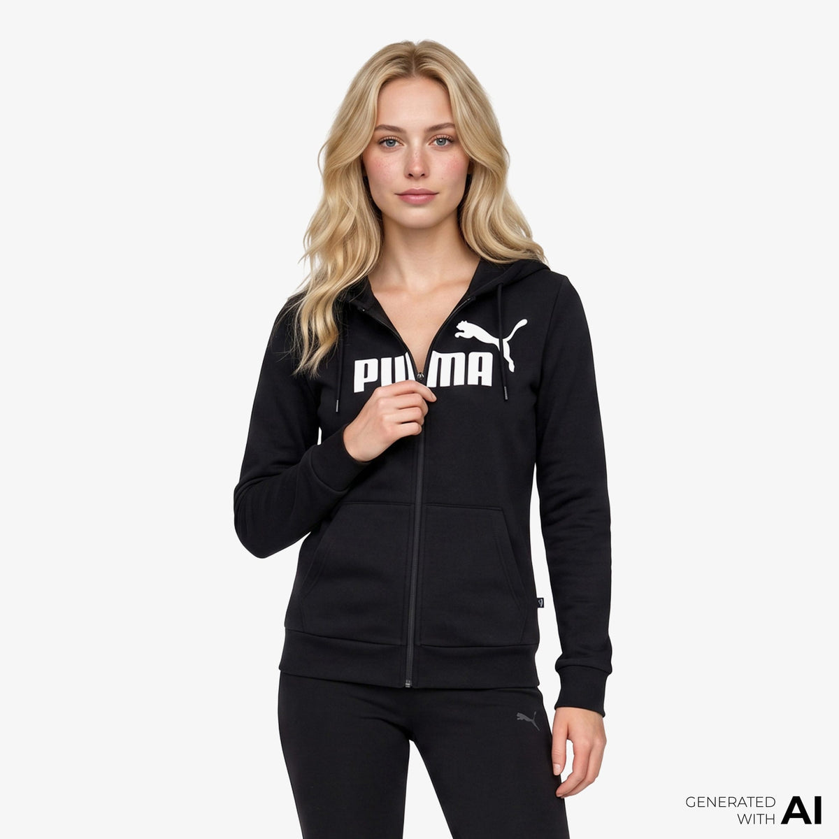 Puma Essentials Logo Full Zip Kadın Siyah Sweatshirt