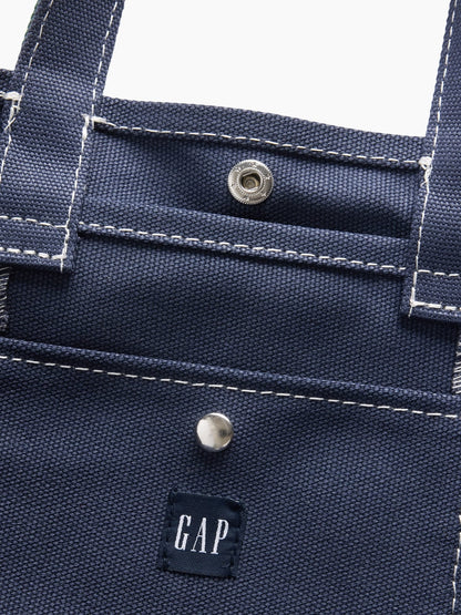 Lacivert Kanvas Logo Mini Tote Çanta
