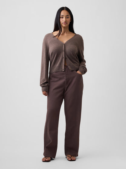 Kahverengi Low Slung Relaxed Straight Jean Pantolon