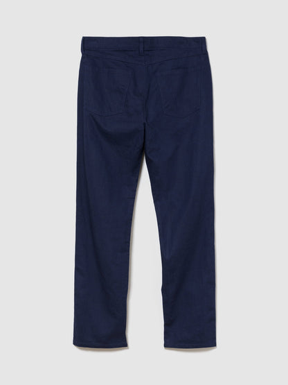 Koyu Mavi Keten Karışımlı Relaxed Straight Pantolon