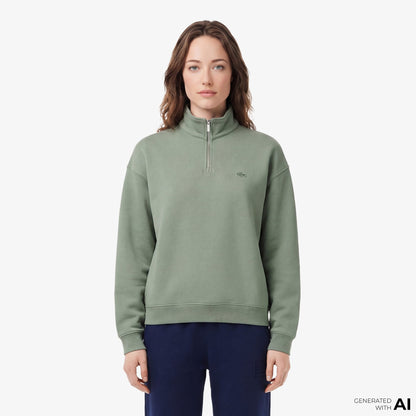 Lacoste Heavy Fleece Zipper Neck Unisex Yeşil Sweatshirt