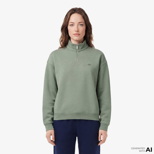 Lacoste Heavy Fleece Zipper Neck Unisex Yeşil Sweatshirt