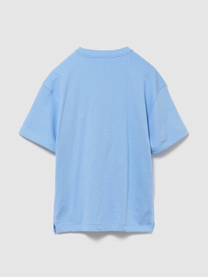 Açık Mavi Relaxed Fransız Havlu Kumaş Grafik Baskılı T-shirt