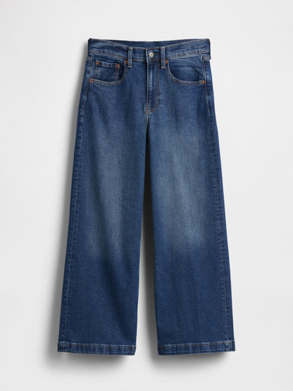 Koyu Mavi High Rise Stride Wide-leg Ankle Jean Pantolon