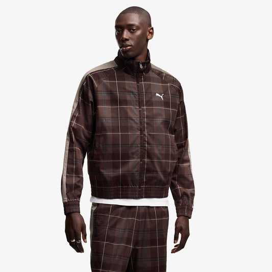 Puma T7 Relaxed Tartan Woven Erkek Kahverengi Ceket