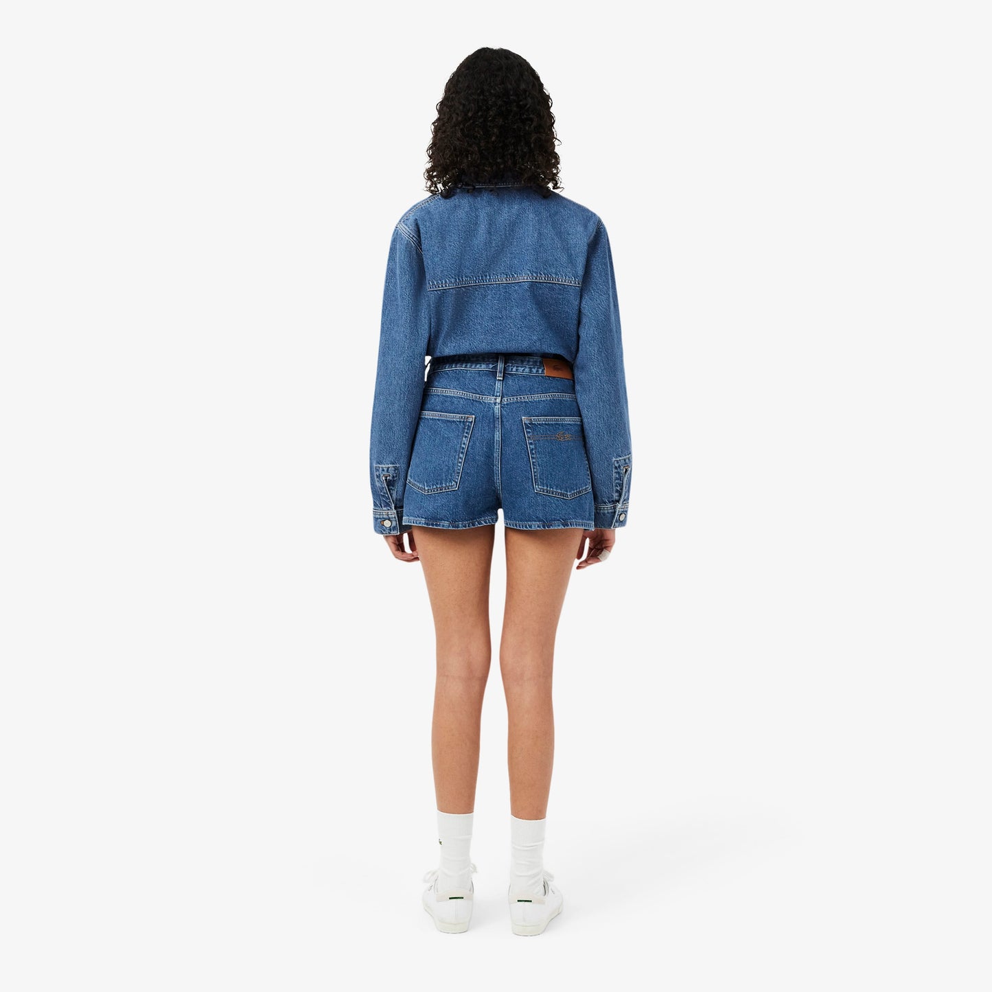 Lacoste Kadın Wide Leg Denim Lacivert Şort