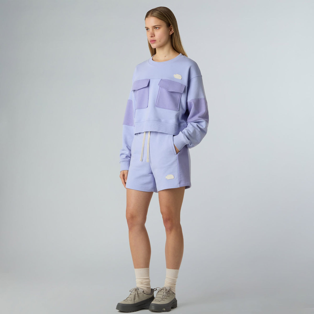 The North Face Terry Oversızed Cropped Crew Kadın Mavi Sweatshirt