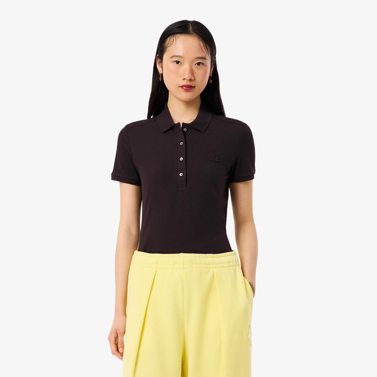 Lacoste Slim Fit Kadın Kahverengi Polo