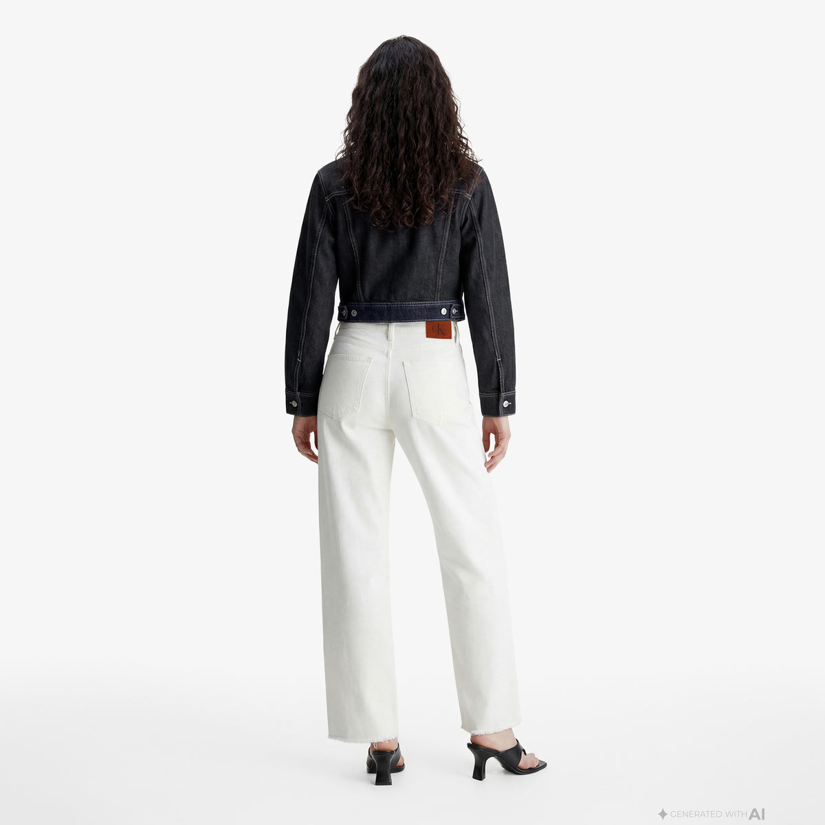 Calvin Klein The Wide Leg Raw Kadın Beyaz Jean